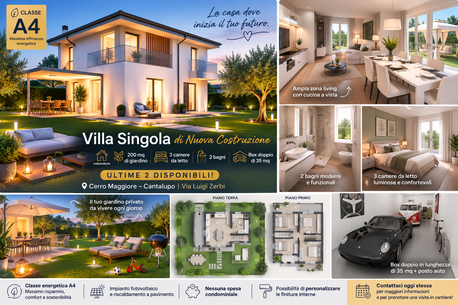 Villa Singola Classe A4 con 200 mq di Giardino | Ultime 2 Disponibili