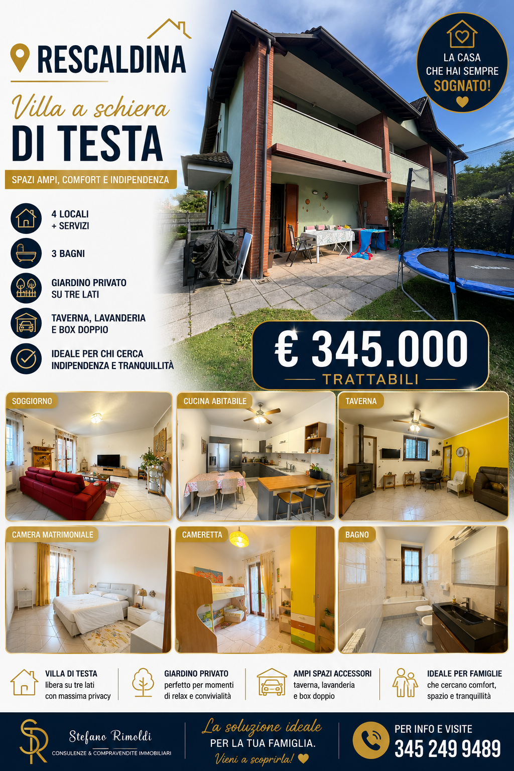RESCALDINA – Villa a schiera di testa con giardino privato