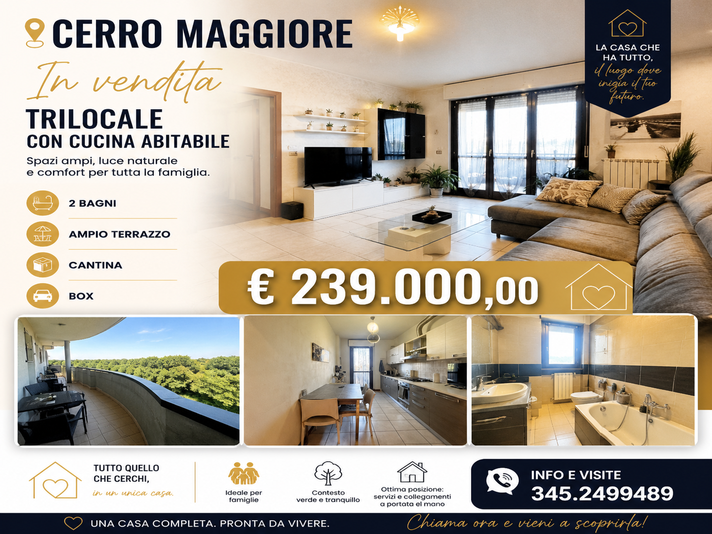 CERRO MAGGIORE – TRE LOCALI – DUE BAGNI – TERRAZZO – BOX